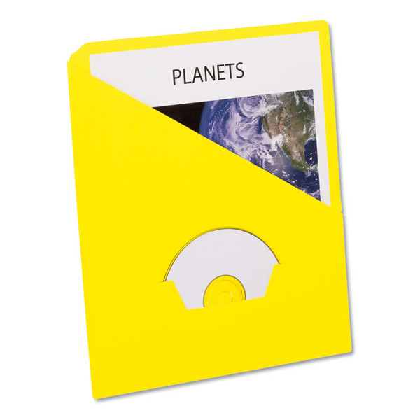 Slash Pocket Project Folders, 3-Hole Punched, Straight Tab, Letter Size, Yellow, 25/Pack [SKU: PFX32909]