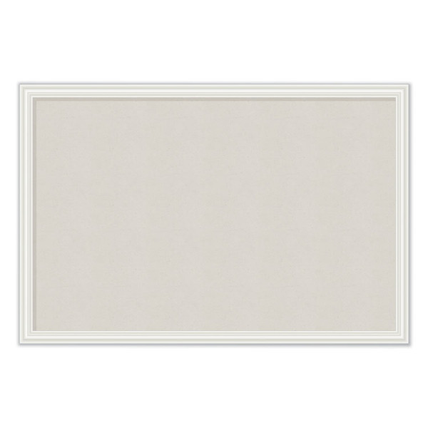 Linen Bulletin Board with Decor Frame, 30 x 20, Natural Surface/White Frame [SKU: UBR2074U0001]