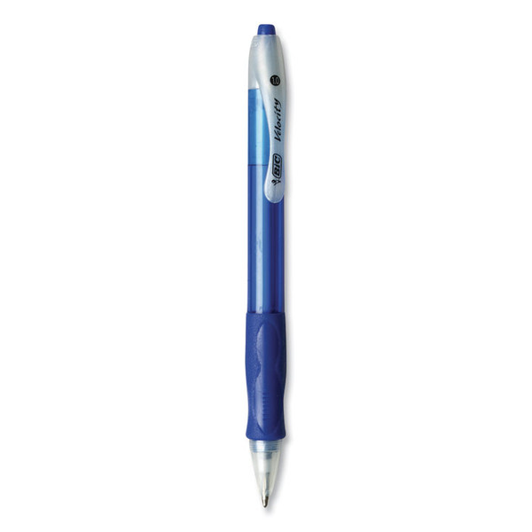 Velocity Easy Glide Ballpoint Pen, Retractable, Medium 1 mm, Blue Ink, Translucent Blue Barrel, Dozen [SKU: BICVLG11BE]