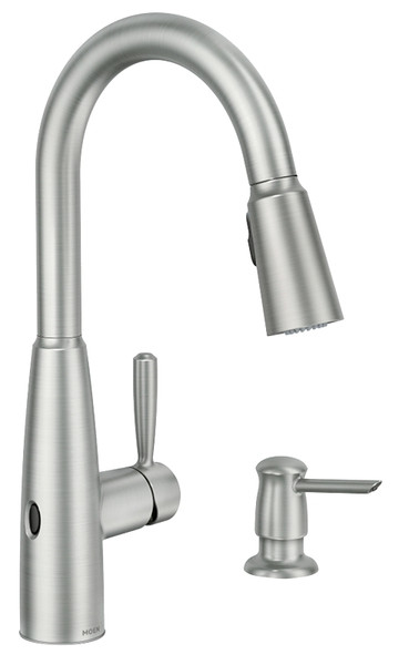 Moen Sperry Motion Series 87696EWSRS Pull-Down Kitchen Faucet, 1.5 gpm, 1-Faucet Handle, 2-Faucet Hole, Metal [SKU: ORG7407752]