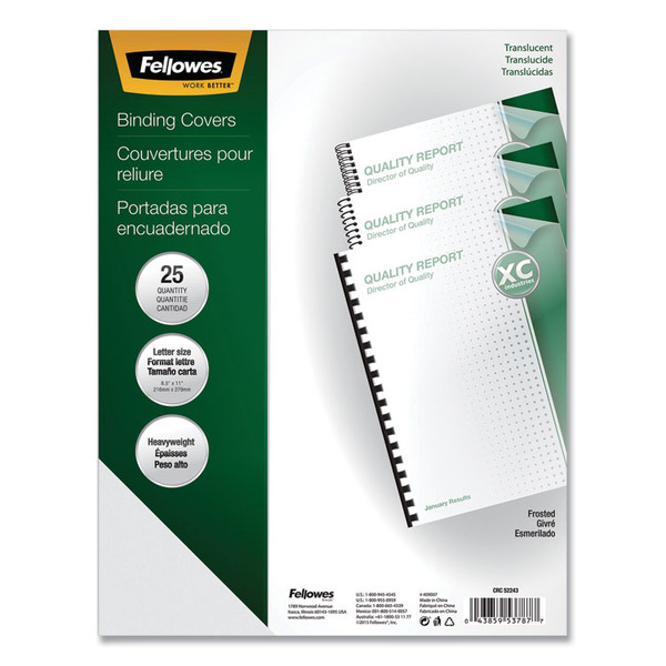 Futura Presentation Covers for Binding Systems, Frost, 11 x 8.5, Unpunched, 25/Pack [SKU: FEL5224301]