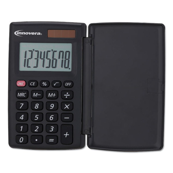 15921 Pocket Calculator with Hard Shell Flip Cover, 8-Digit LCD [SKU: IVR15921]