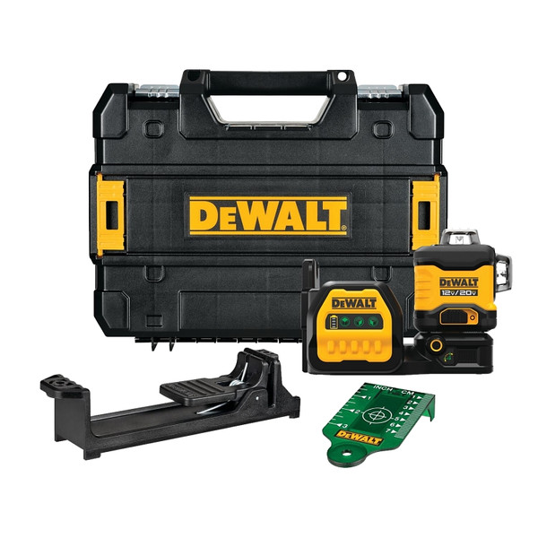DeWALT DCLE34030GB Cross Line Laser Level, 165 ft, 1/8 in at 30 ft Accuracy, 3-Beam, Green Laser [SKU: ORG5408802]