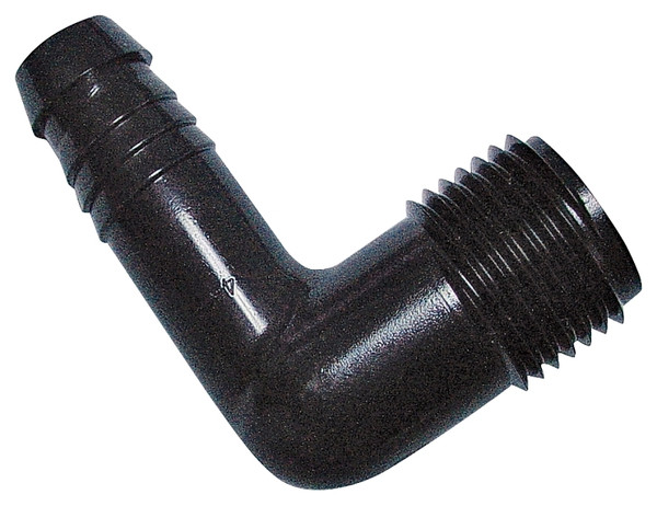 Rain Bird SWGE10 Elbow, 1/2 in Connection, MNPT x Barb, Polyethylene, Black [SKU: ORG6764575]