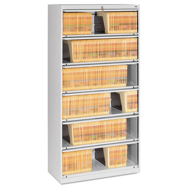 Fixed Shelf Enclosed-Format Lateral File for End-Tab Folders, 6 Legal/Letter File Shelves, Light Gray, 36" x 16.5" x 75.25 [SKU: TNNFS361LLGY]