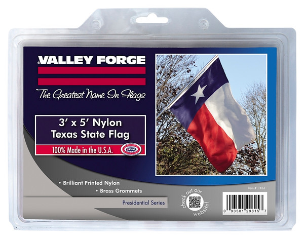 Valley Forge TX3 Texas Flag, 3 ft W, 5 ft H, Nylon [SKU: ORG8235962]
