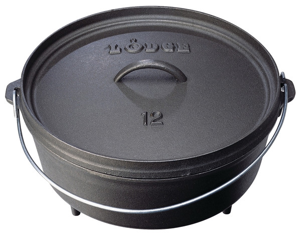 Lodge L12CO3 Camp Dutch Oven, 6 qt Capacity, Cast Iron, Black, Bail Handle [SKU: ORG6852206]