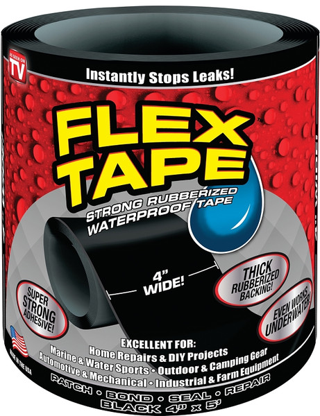 FLEX TAPE TFSBLKR0405 Waterproof Tape, 5 ft L, 4 in W, Rubber Backing [SKU: ORG3330347]