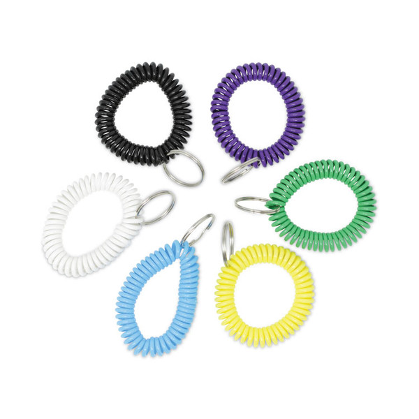 Wrist Coil Plus Key Ring, Plastic, Assorted Colors, 6/Pack [SKU: UNV56051]