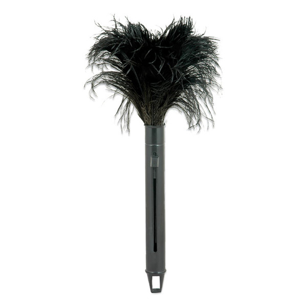 Pop Top Feather Duster, Ostrich, 9" to 14" Handle, Black [SKU: ODCRET14UNS91]