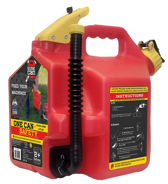 SUREcan SUR2SFG2 Safety Can, 2.2 gal Capacity, HDPE, Red [SKU: ORG7450992]