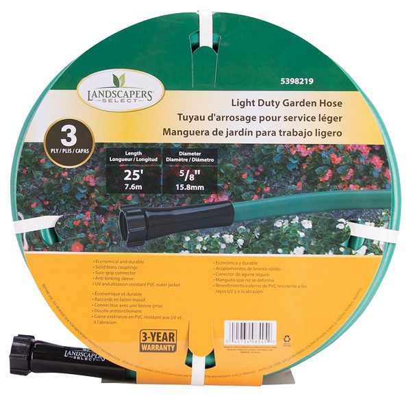 Landscapers Select GH-585013L Garden Hose, 25 ft L, Female x Male, PVC, Green [SKU: ORG5398219]