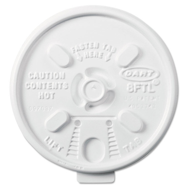 Lift n' Lock Plastic Hot Cup Lids, Fits 8 oz Cups, White, 1,000/Carton [SKU: DCC8FTL]
