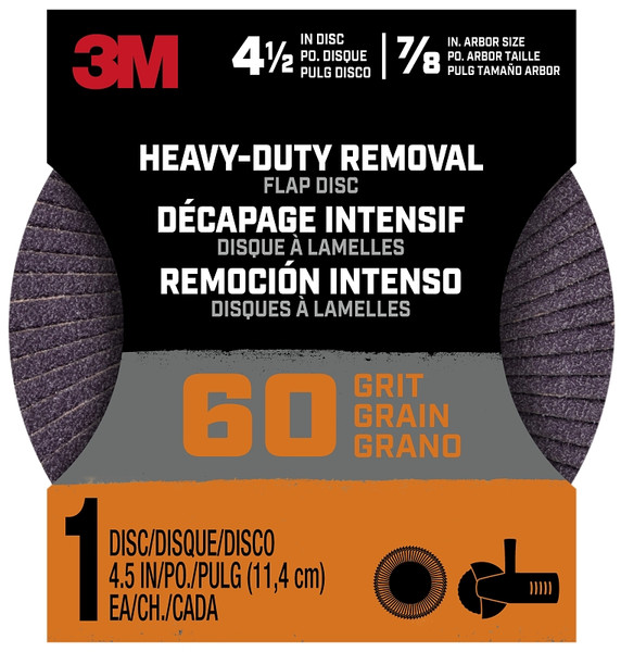 3M Hookit 27421-60 Flap Grinding Disc, 4-1/2 in Dia, 60 Grit, 8-Hole [SKU: ORG7376122]