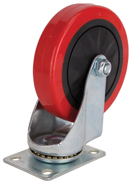 ProSource JC-385-G Swivel Caster, 5 in Dia Wheel, 30 mm W Wheel, PU Wheel, Red, 275 lb, Steel Housing Material [SKU: ORG9288499]