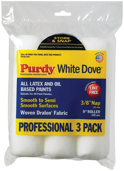 Purdy White Dove 14F863000 Paint Roller Cover, 3/8 in Thick Nap, 9 in L, Dralon Fabric Cover [SKU: ORG3043726]