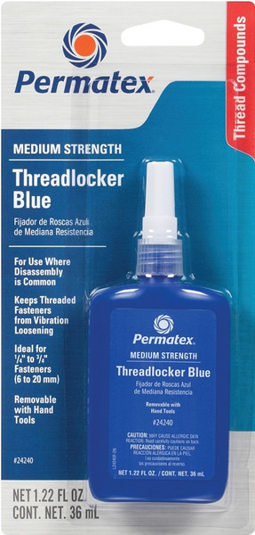 Permatex 24240 Threadlocker, Liquid, Mild, Blue, 36 mL Bottle [SKU: ORG7604549]