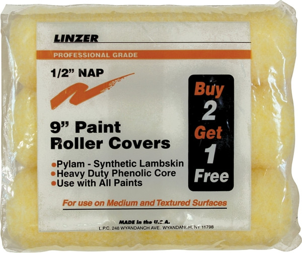 Linzer RS1443 Paint Roller Cover, 1/2 in Thick Nap, 9 in L [SKU: ORG8393985]