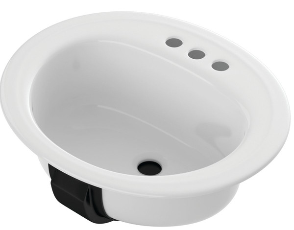 BOOTZ Azalea 021-2445-00 Lavatory Sink, Oval Basin, 3-Deck Hole, 20 in W, 17 in H, 7-13/16 in D, Steel, White [SKU: ORG1317734]