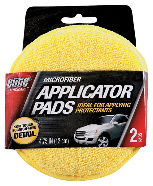 Elite Auto Care 8906 Applicator Pad, 4-3/4 in, Microfiber Cloth, Yellow [SKU: ORG5741590]