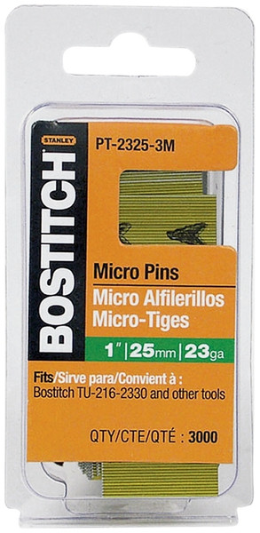 Bostitch PT-2325-3M Pin Nail, 0.64 in Dia, 1 in L, 23 ga Thick, Steel, Bright [SKU: ORG4624847]