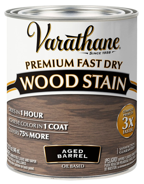 VARATHANE 357179 Fast Dry Wood Stain, Aged Barrel, Liquid, 1 qt [SKU: ORG7606833]