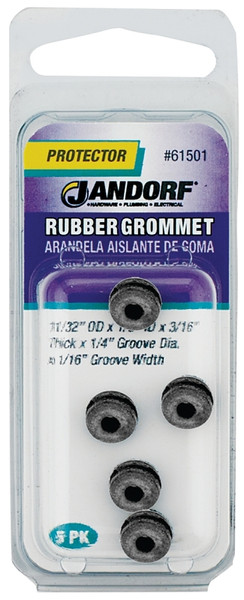 Jandorf 61501 Grommet, Rubber, Black, 3/16 in Thick Panel [SKU: ORG3395589]