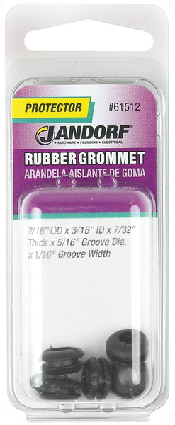 Jandorf 61512 Grommet, Rubber, Black, 7/32 in Thick Panel [SKU: ORG3395696]