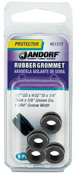 Jandorf 61517 Grommet, Rubber, Black, 1/4 in Thick Panel [SKU: ORG3395746]