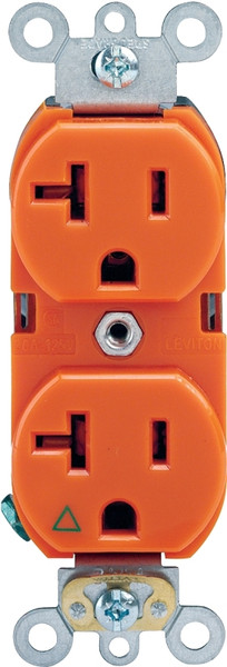 Leviton 285-05362-0IG Duplex Receptacle, 2 -Pole, 20 A, 125 V, Back, Side Wiring, NEMA: 5-20R, Orange [SKU: ORG9104019]