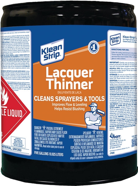 Klean Strip CML170 Lacquer Thinner, Liquid, Free, Clear, Water White, 5 gal, Can [SKU: ORG6429708]