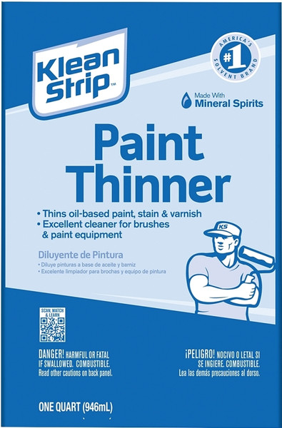 Klean Strip QKPT94003CA Paint Thinner, Liquid, Aromatic Hydrocarbon, Water White, 1 qt, Can [SKU: ORG0359638]