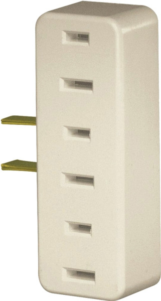 Leviton 001-00065-00I Triple Tap Outlet Adapter, 2 -Pole, 15 A, 125 V, 3 -Outlet, NEMA: NEMA 1-15R, Ivory [SKU: ORG4589321]