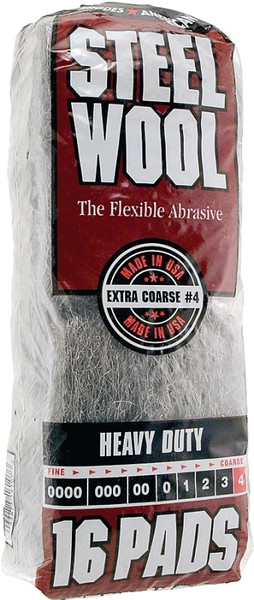 Homax 106607-06 Steel Wool, #4 Grit, Extra Coarse, Gray [SKU: ORG1830579]