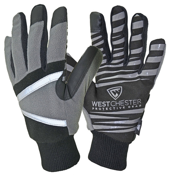 WEST CHESTER 96650/L Hi-Dexterity, Insulated Winter Gloves, L, 10-3/8 in L, Reinforced, Wing Thumb, Black/Gray [SKU: ORG3616307]