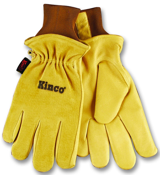 Heatkeep 94HK-L Protective Gloves, Men's, L, 13 in L, Keystone Thumb, Knit Wrist Cuff, Pigskin Leather, Gold [SKU: ORG8634248]