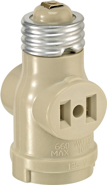 Leviton 004-01403-00I Adapter, 660 W, 2-Outlet, Bakelite, Ivory [SKU: ORG4589594]