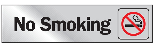 HY-KO 472 Graphic Sign, No Smoking, Silver Background, Vinyl, 2 in H x 8 in W Dimensions [SKU: ORG4676730]