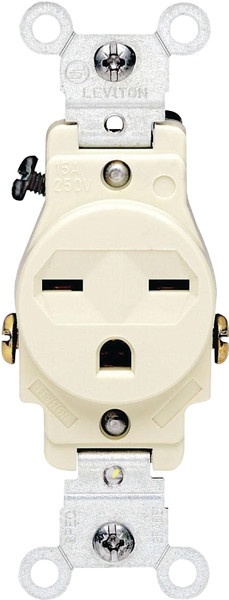 Leviton 061-05029-00I Single Receptacle, 2 -Pole, 250 V, 15 A, NEMA: NEMA 6-15R, Ivory [SKU: ORG8650251]
