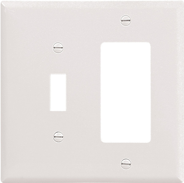 Eaton Wiring Devices 2153W-BOX Combination Wallplate, 4-1/2 in L, 4-9/16 in W, 2 -Gang, Thermoset, White [SKU: ORG6116420]