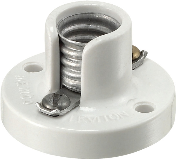 Leviton 10028 Lamp Holder, 125 V, 75 W, Phenolic Housing Material, White [SKU: ORG8650475]