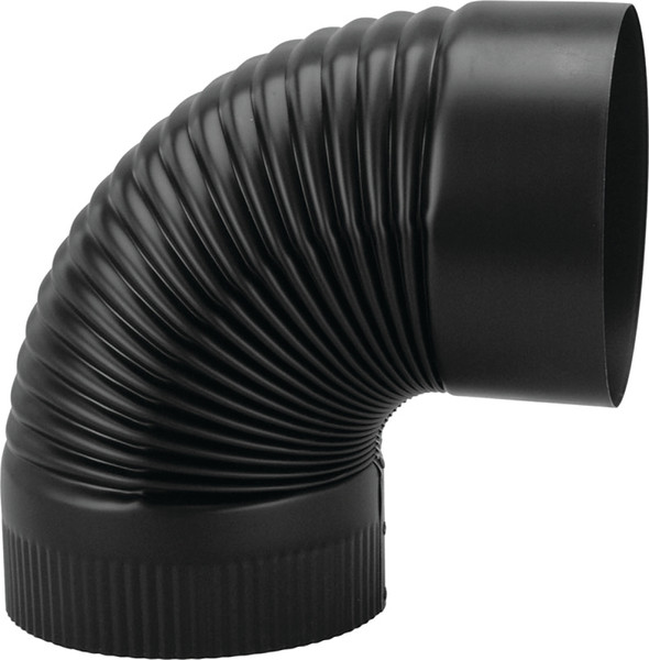 Imperial BM0023 Stove Pipe Elbow, 90 deg Angle, 6 in, 24 Gauge, Steel, Black [SKU: ORG8483968]