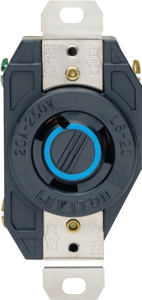 Leviton S01-02320-00D Single Receptacle, 2 -Pole, 250 V, 20 A, NEMA: NEMA L6-20R, Black [SKU: ORG7017742]
