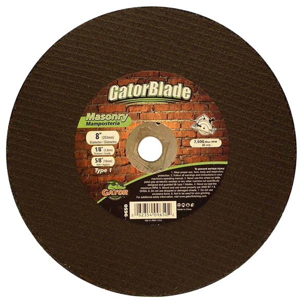 GatorBlade 9650 Cut-Off Wheel, 8 in Dia, 5/8 in Thick, 1/8 in Arbor [SKU: ORG8045569]
