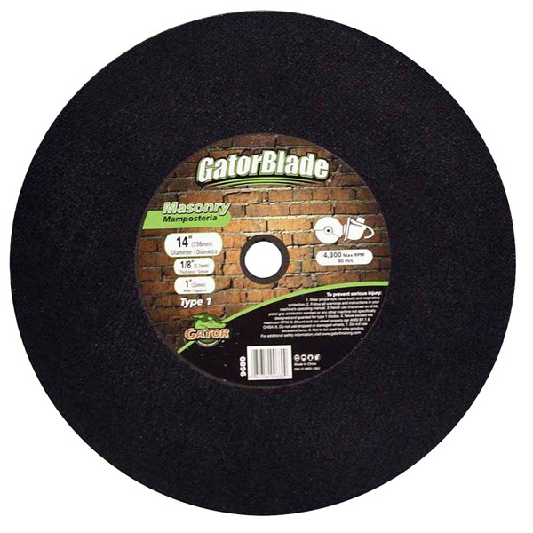 GatorBlade 9680 Cut-Off Wheel, 14 in Dia, 1/8 in Thick, 1 in Arbor [SKU: ORG8045684]