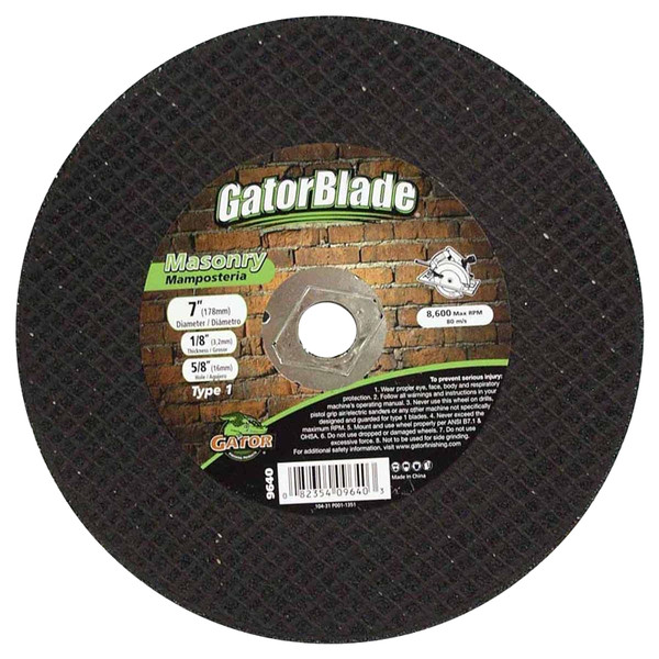 Gator 9640 Cut-Off Wheel, 7 in Dia, 1/8 in Thick, 5/8 in Arbor [SKU: ORG8045528]