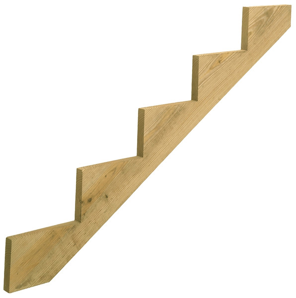 UFP 279714 Stair Stringer, 59.77 in L, 11-1/4 in W, 5-Step, Wood, Yellow, Treated [SKU: ORG7295348]