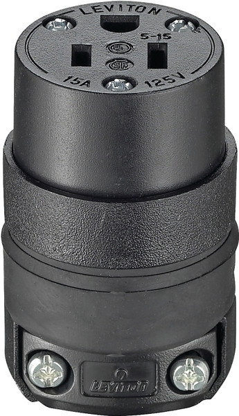 Leviton 000-515CR-000 Electrical Connector, 2 -Pole, 15 A, 125 V, NEMA: NEMA 5-15R, Black [SKU: ORG4591319]