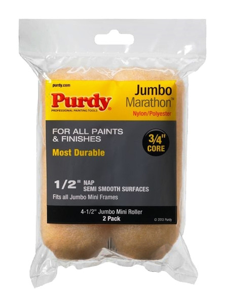 Purdy Marathon 14G624063 Paint Roller Cover, 1/2 in Thick Nap, 4-1/2 in L, Nylon/Polyester Cover [SKU: ORG7874605]