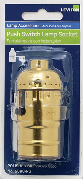 Leviton 6098-PG Lamp Holder, 250 V, 660 W, Aluminum Contact, Phenolic Housing Material, Brass [SKU: ORG4995809]